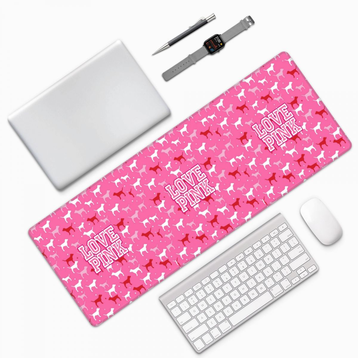 Pc Gaming Pink - Grand tapis de souris rose Love,