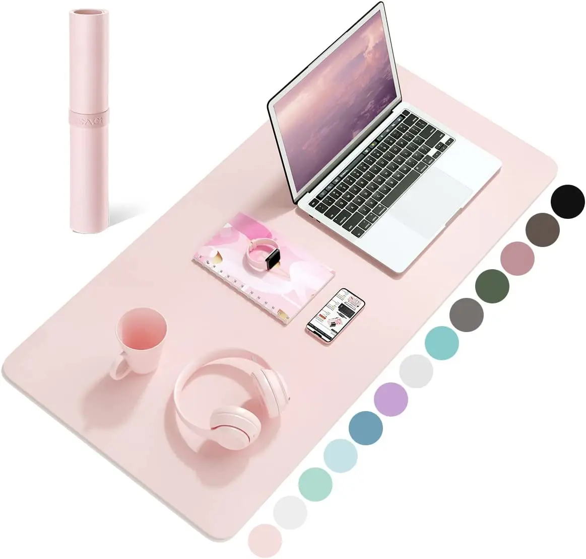 Pc Gaming Pink - Tapis de bureau imperméable en PVC,