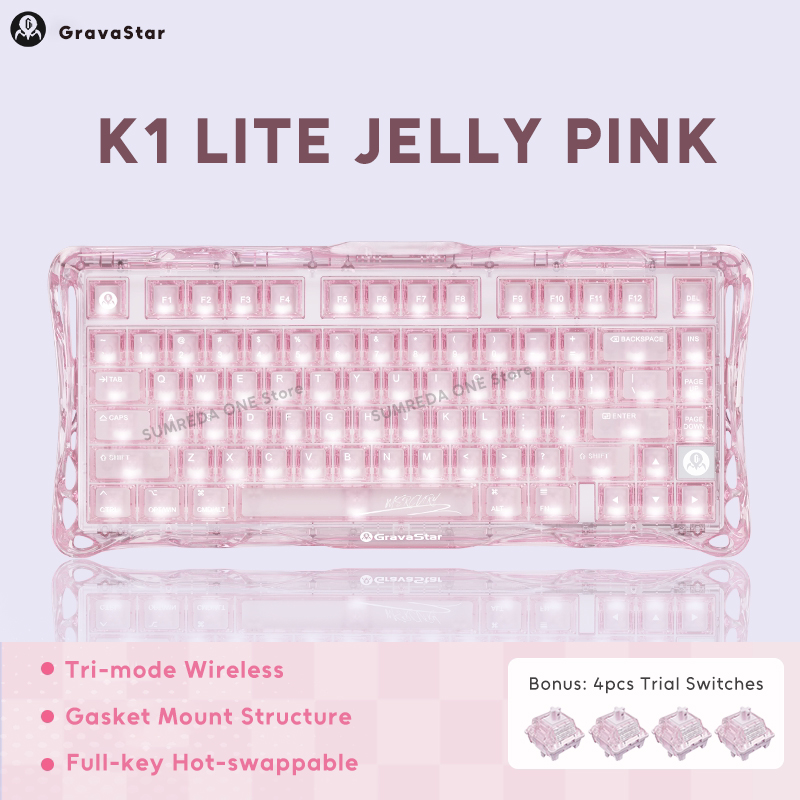 Pc Gaming Pink - Clavier mécanique K1 LITE JELLY PINK