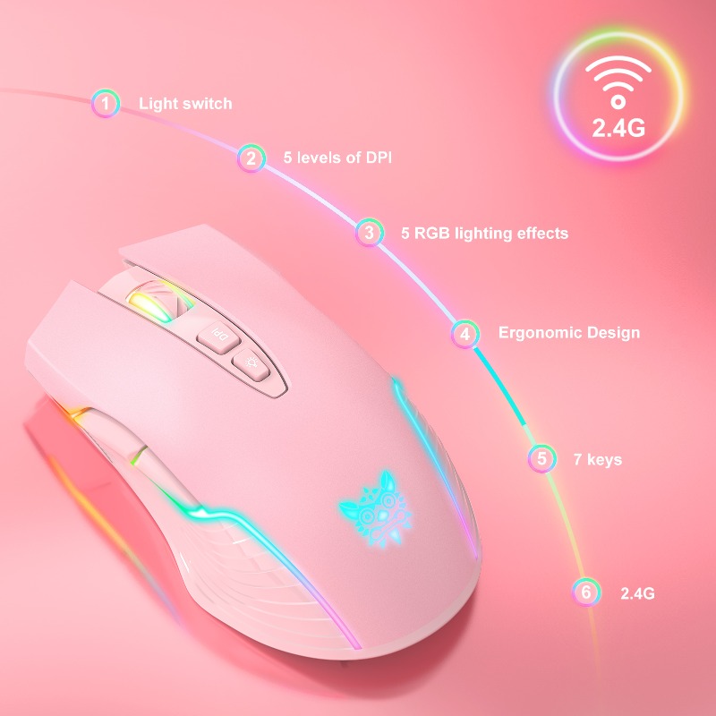 Souris de jeu sans fil/filaire - Pc Gaming Pink avis et prix